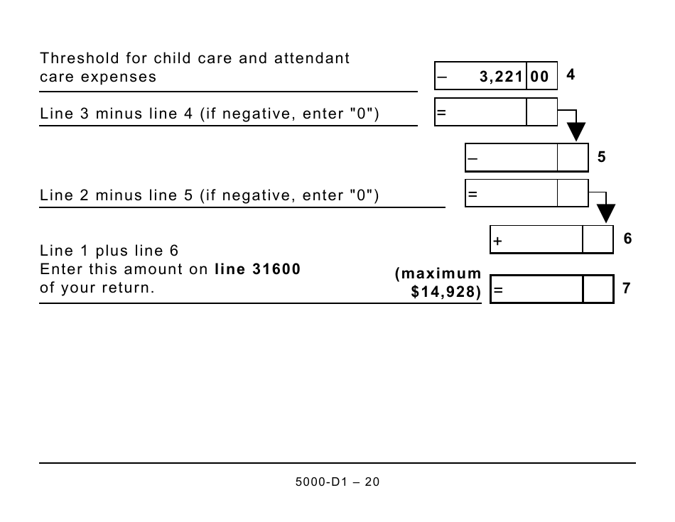 Form 5000-D1 Federal Worksheet - Large Print - Canada, Page 20