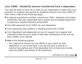 Form 5000-D1 Federal Worksheet - Large Print - Canada, Page 21