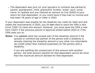 Form 5000-D1 Federal Worksheet - Large Print - Canada, Page 22