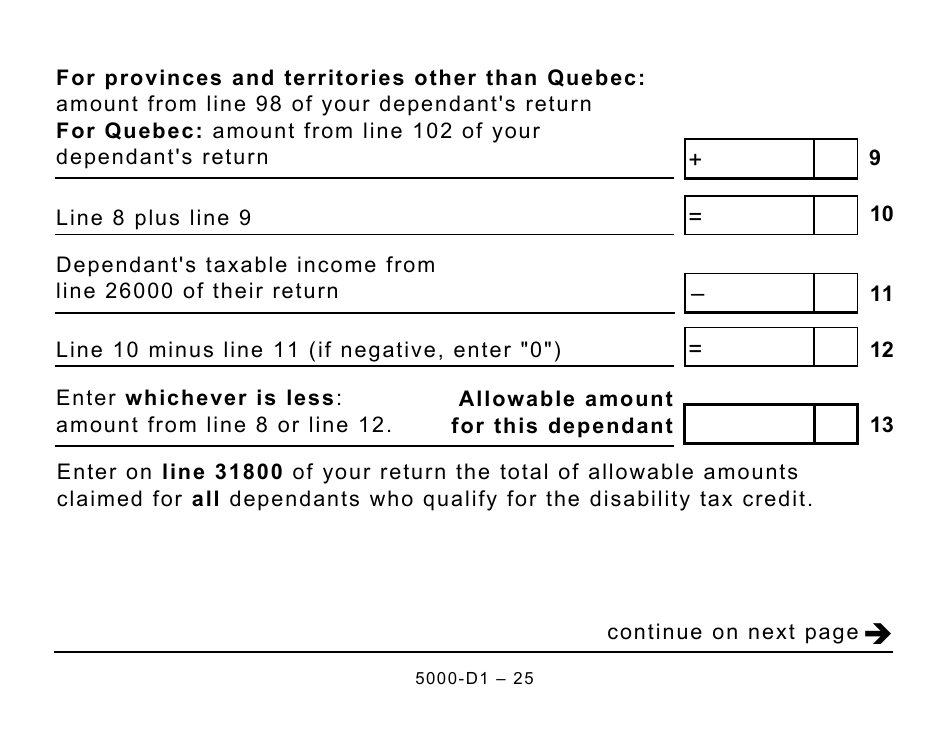 Form 5000-D1 Federal Worksheet - Large Print - Canada, Page 25