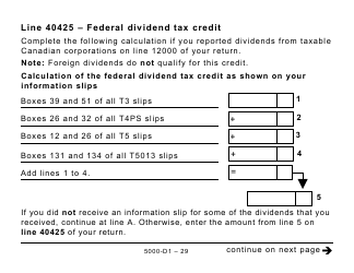 Form 5000-D1 Federal Worksheet - Large Print - Canada, Page 29