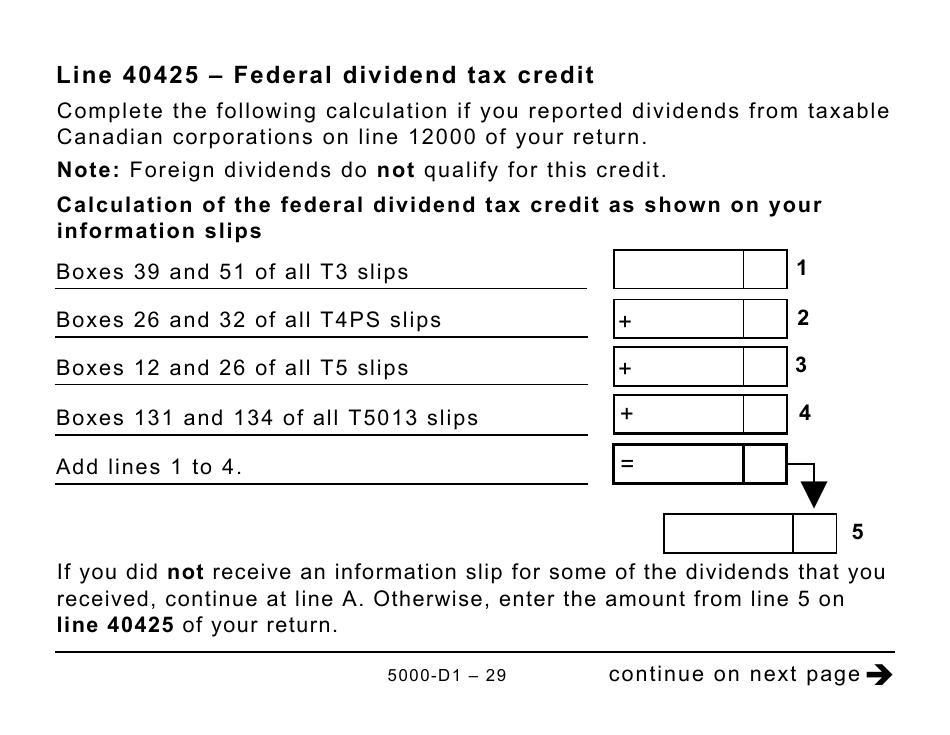 Form 5000-D1 Federal Worksheet - Large Print - Canada, Page 29