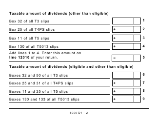 Form 5000-D1 Federal Worksheet - Large Print - Canada, Page 2