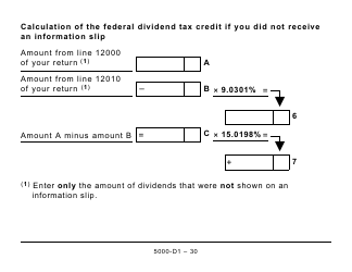 Form 5000-D1 Federal Worksheet - Large Print - Canada, Page 30