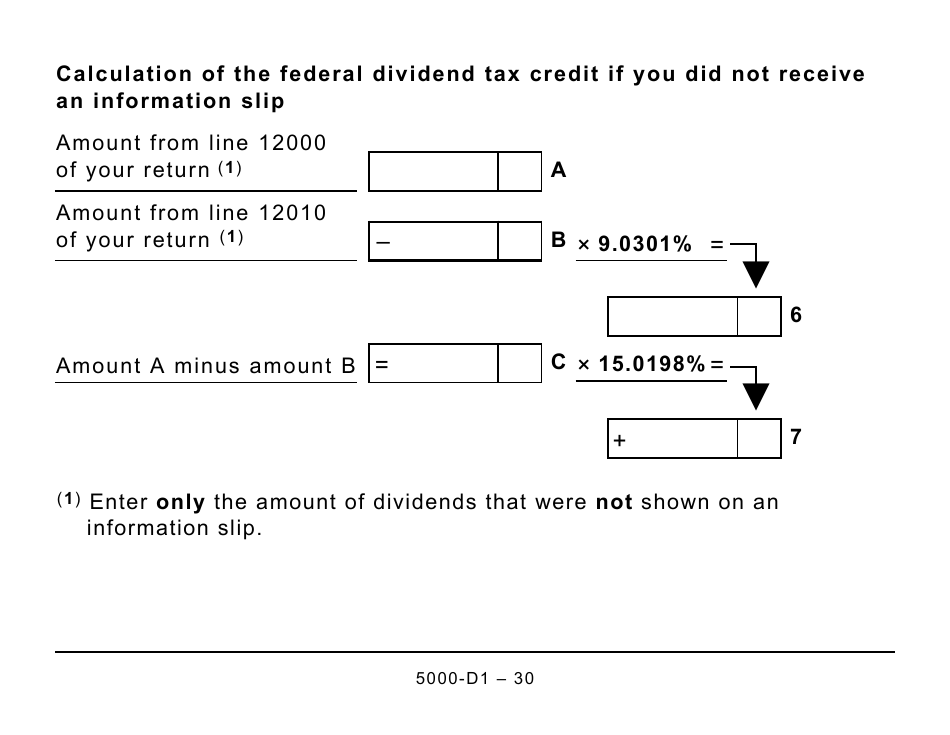 Form 5000-D1 Federal Worksheet - Large Print - Canada, Page 30
