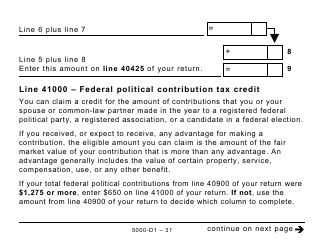 Form 5000-D1 Federal Worksheet - Large Print - Canada, Page 31