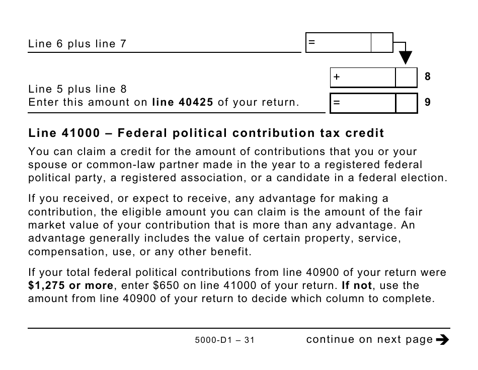 Form 5000-D1 Federal Worksheet - Large Print - Canada, Page 31