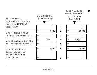 Form 5000-D1 Federal Worksheet - Large Print - Canada, Page 32