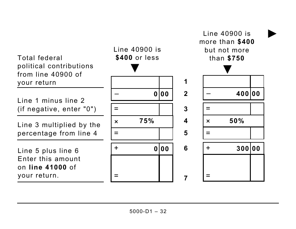 Form 5000-D1 Federal Worksheet - Large Print - Canada, Page 32