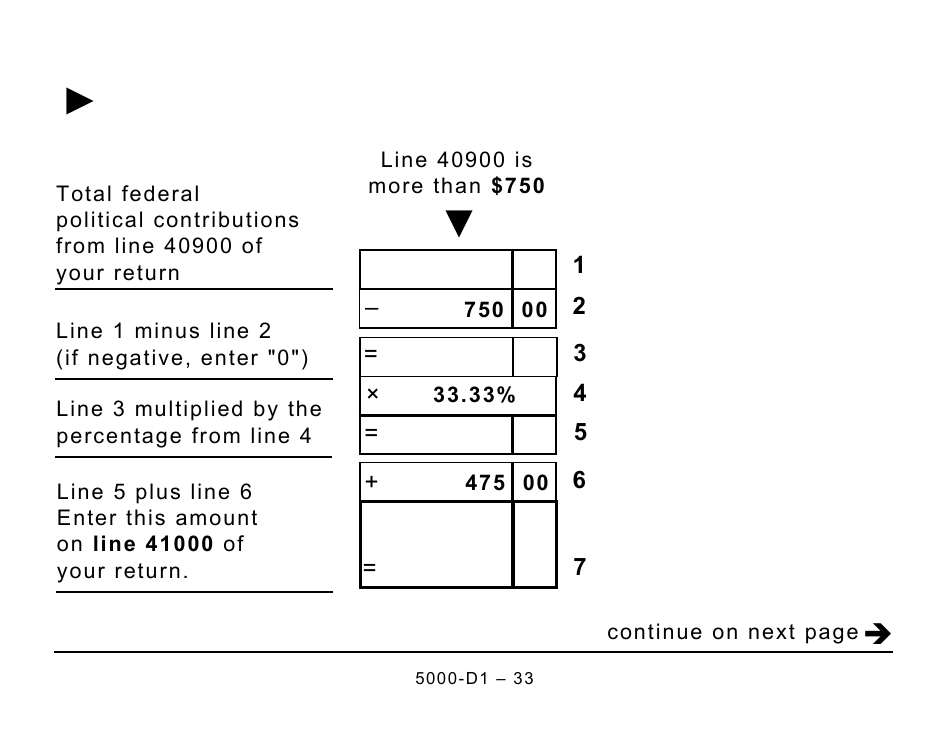 Form 5000-D1 Federal Worksheet - Large Print - Canada, Page 33