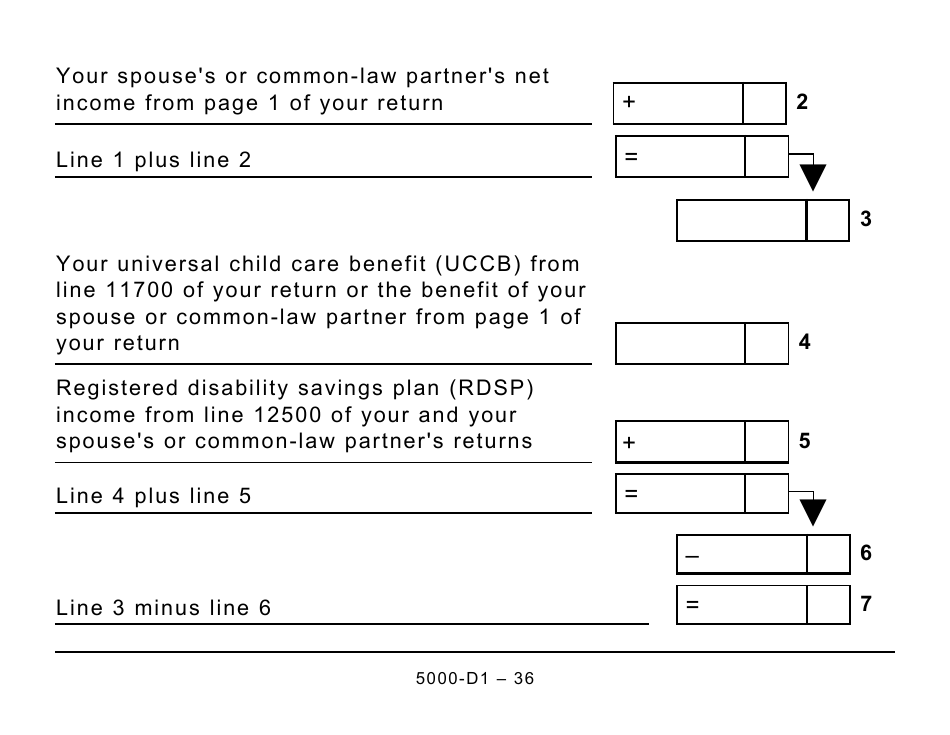 Form 5000-D1 Federal Worksheet - Large Print - Canada, Page 36
