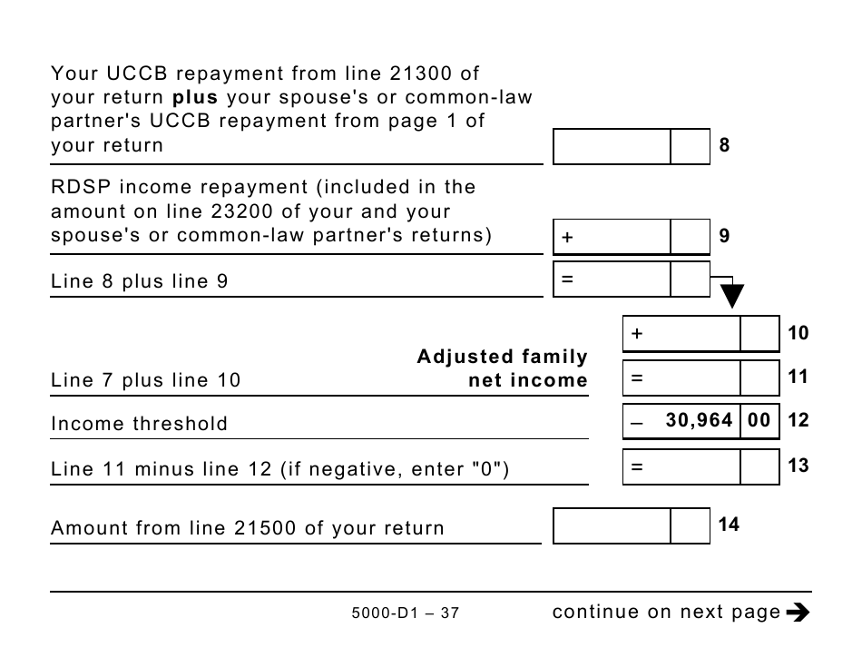 Form 5000-D1 Federal Worksheet - Large Print - Canada, Page 37