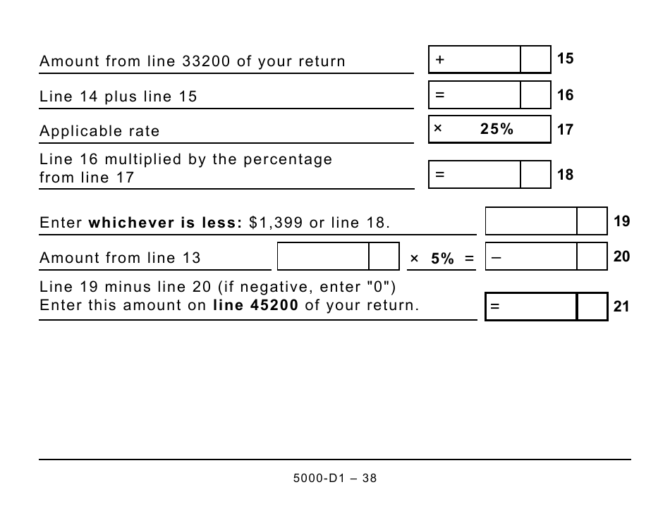 Form 5000-D1 Federal Worksheet - Large Print - Canada, Page 38