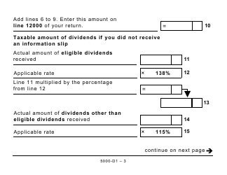 Form 5000-D1 Federal Worksheet - Large Print - Canada, Page 3