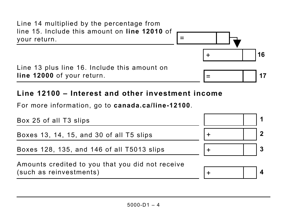 Form 5000-D1 Federal Worksheet - Large Print - Canada, Page 4