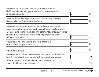 Form 5000-D1 Federal Worksheet - Large Print - Canada, Page 5