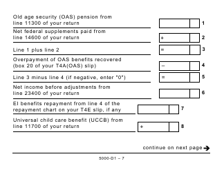 Form 5000-D1 Federal Worksheet - Large Print - Canada, Page 7