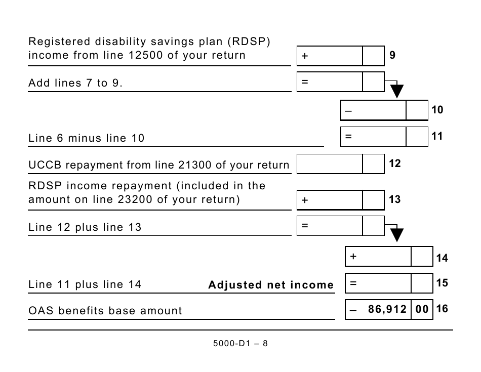 Form 5000-D1 Federal Worksheet - Large Print - Canada, Page 8