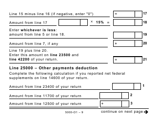 Form 5000-D1 Federal Worksheet - Large Print - Canada, Page 9