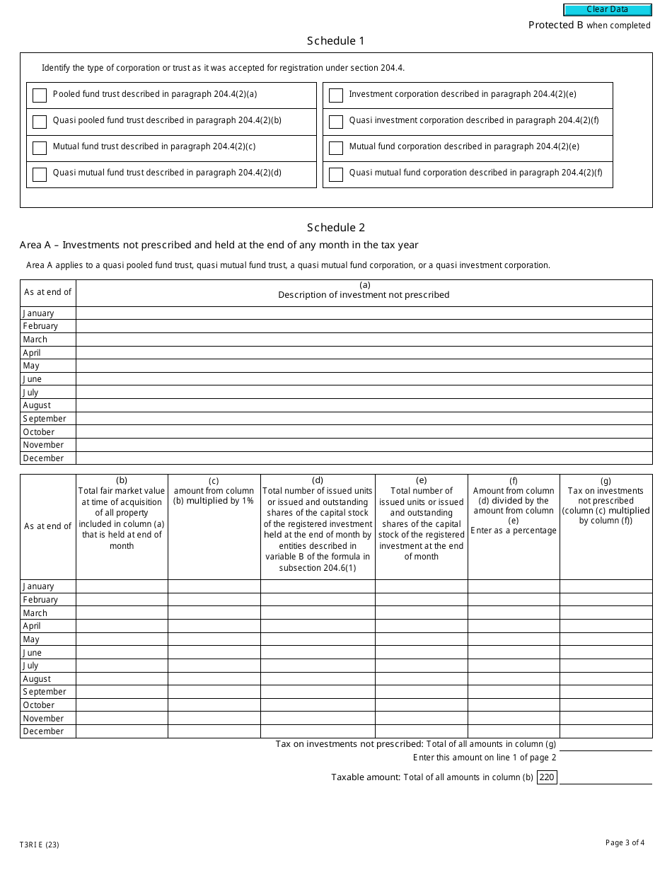 Form T3RI Registered Investment Income Tax Return - Canada, Page 3