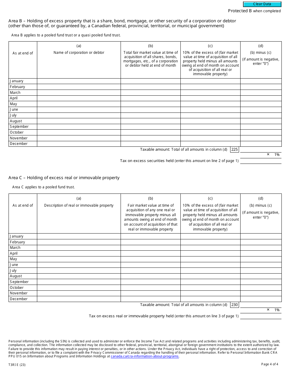 Form T3RI Registered Investment Income Tax Return - Canada, Page 4