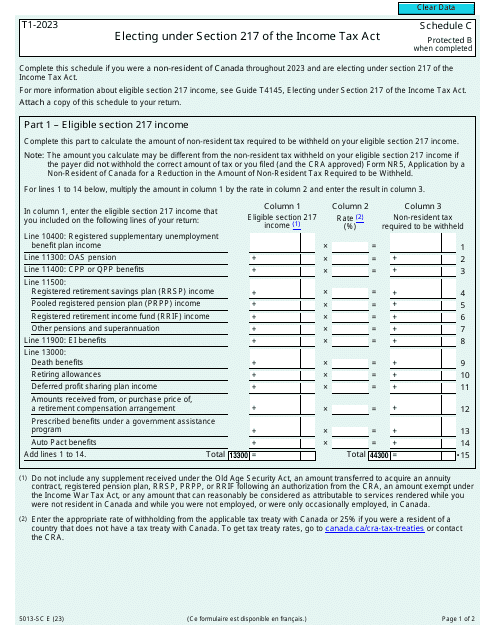 Form 5013-SC Schedule C 2023 Printable Pdf