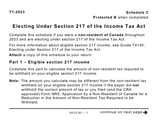 Document preview: Form 5013-SC Schedule C Electing Under Section 217 of the Income Tax Act - Large Print - Canada, 2023