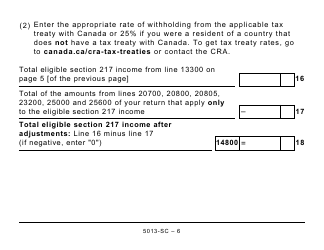 Form 5013-SC Schedule C Electing Under Section 217 of the Income Tax Act - Large Print - Canada, Page 6