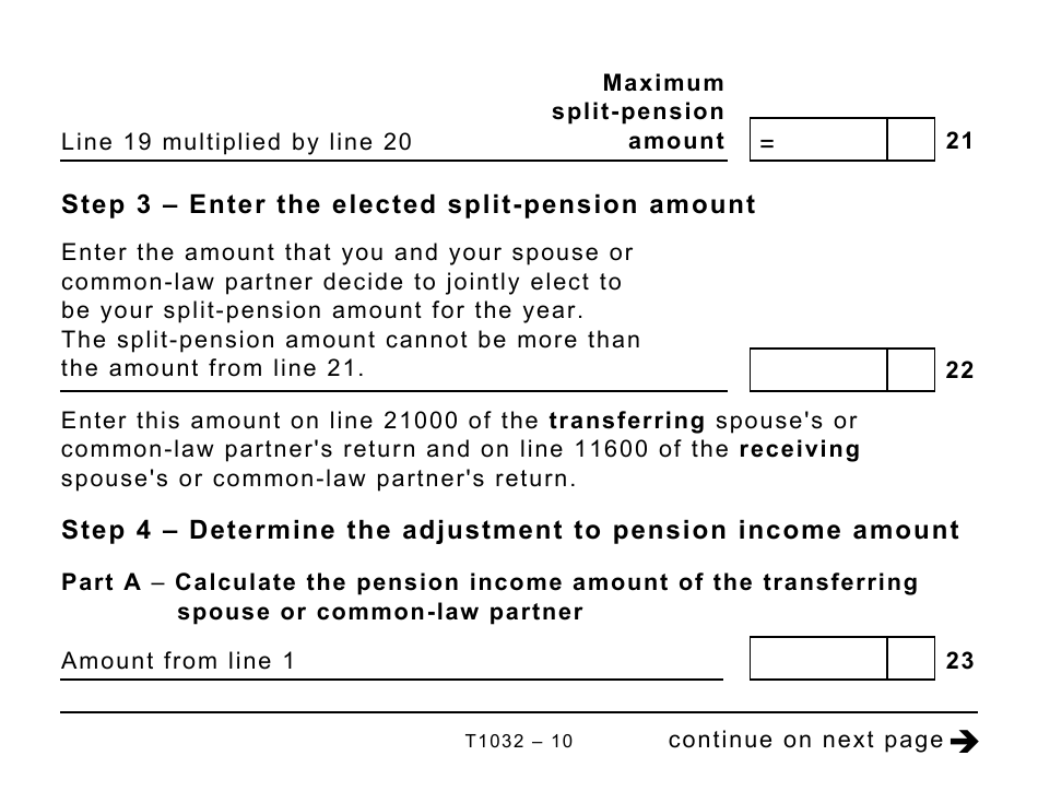 Form T1032 Joint Election to Split Pension Income - Large Print - Canada, Page 10