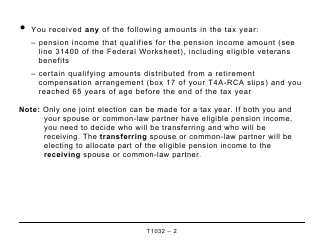 Form T1032 Joint Election to Split Pension Income - Large Print - Canada, Page 2