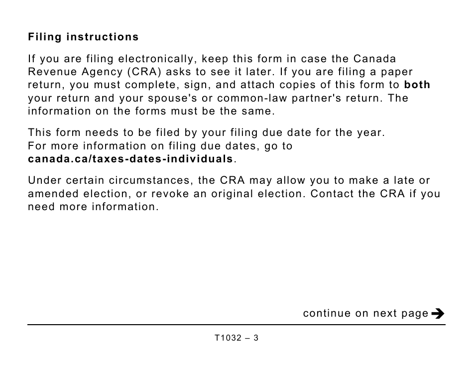 Form T1032 Joint Election to Split Pension Income - Large Print - Canada, Page 3