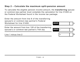 Form T1032 Joint Election to Split Pension Income - Large Print - Canada, Page 6