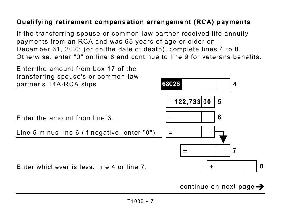 Form T1032 Joint Election to Split Pension Income - Large Print - Canada, Page 7