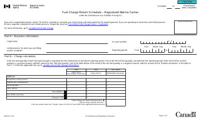 Document preview: Form B400-8 Fuel Charge Return Schedule - Registered Marine Carrier - Canada