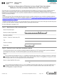 Document preview: Form RC4609 Election or Revocation of Election to Use a Real-Time Calculation Method or the Reconciliation Method for Gst/Hst Purposes - Canada