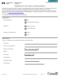 Form RC616 Registration for the Tobacco Stamping Regime - Canada