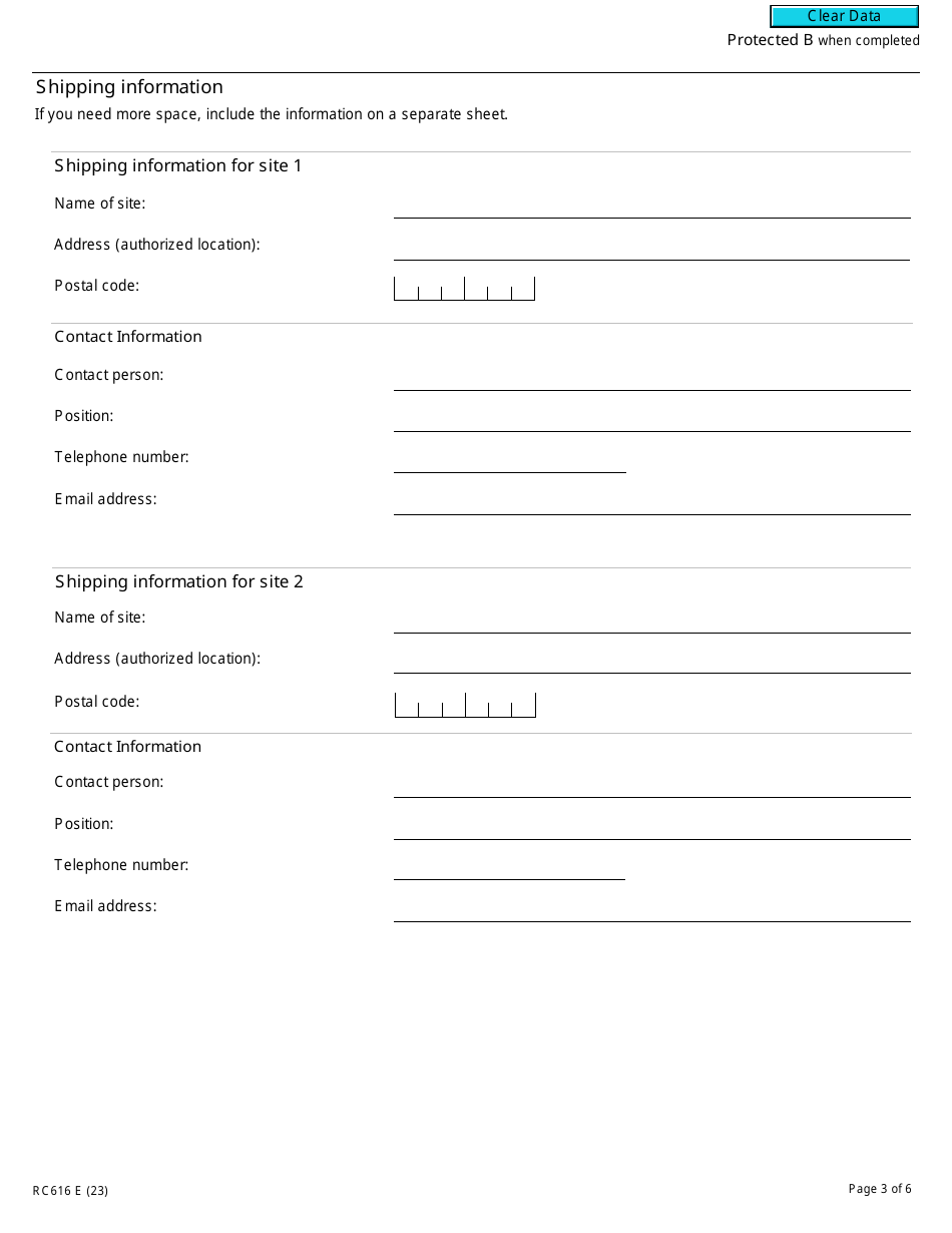 Form RC616 Registration for the Tobacco Stamping Regime - Canada, Page 3