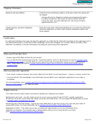 Form RC616 Registration for the Tobacco Stamping Regime - Canada, Page 6
