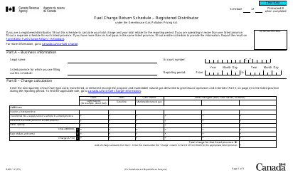 Form B400-1 Fuel Charge Return Schedule - Registered Distributor - Canada