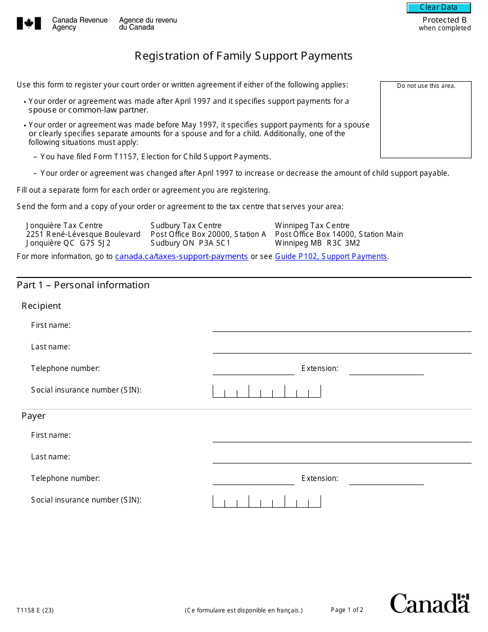 Form T1158 Fill Out, Sign Online and Download Fillable PDF, Canada