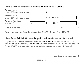 Form 5010-D Worksheet BC428 British Columbia - Large Print - Canada, Page 11