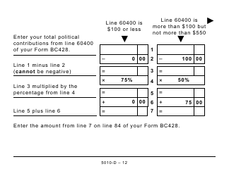 Form 5010-D Worksheet BC428 British Columbia - Large Print - Canada, Page 12