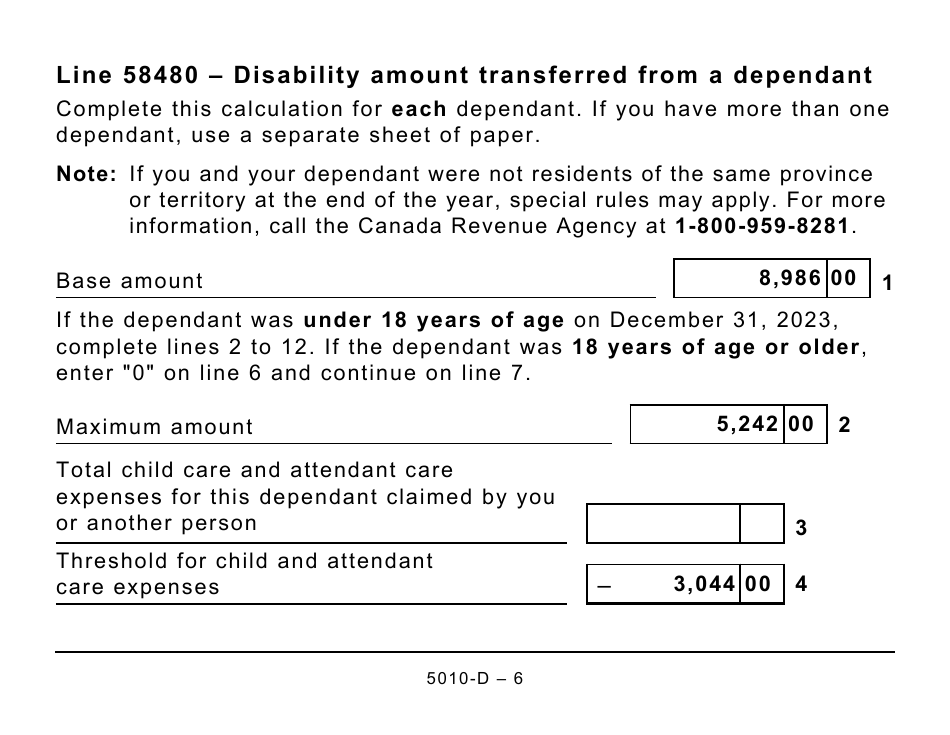 Form 5010-D Worksheet BC428 British Columbia - Large Print - Canada, Page 6