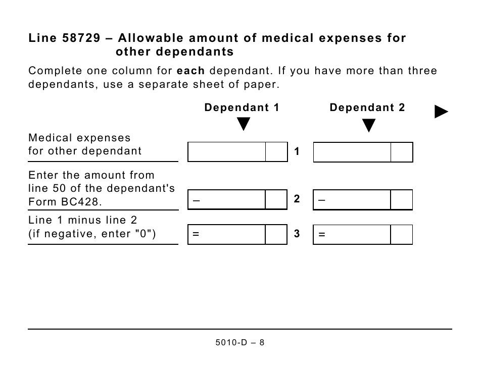 Form 5010-D Worksheet BC428 British Columbia - Large Print - Canada, Page 8