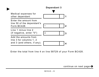 Form 5010-D Worksheet BC428 British Columbia - Large Print - Canada, Page 9