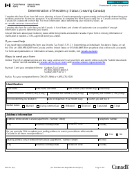 Document preview: Form NR73 Determination of Residency Status (Leaving Canada) - Canada
