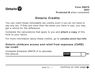 Document preview: Form 5006-TC (ON479) Ontario Credits - Large Print - Canada, 2023
