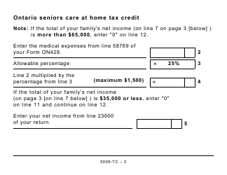 Form 5006-TC (ON479) Ontario Credits - Large Print - Canada, Page 2