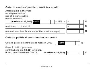 Form 5006-TC (ON479) Ontario Credits - Large Print - Canada, Page 4