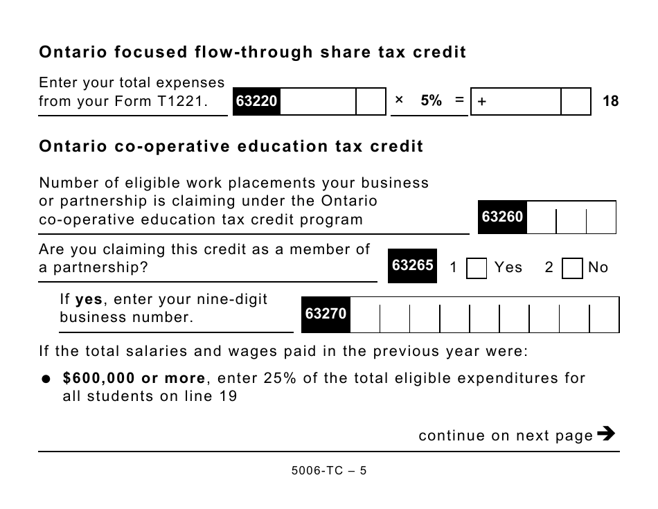 Form 5006-TC (ON479) Ontario Credits - Large Print - Canada, Page 5